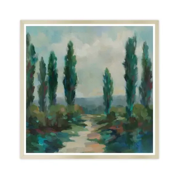 Square Framed Print Woodland Scene - Green
