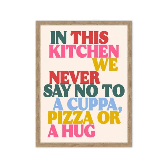 Typography Framed Print - Multicolor, Wood
