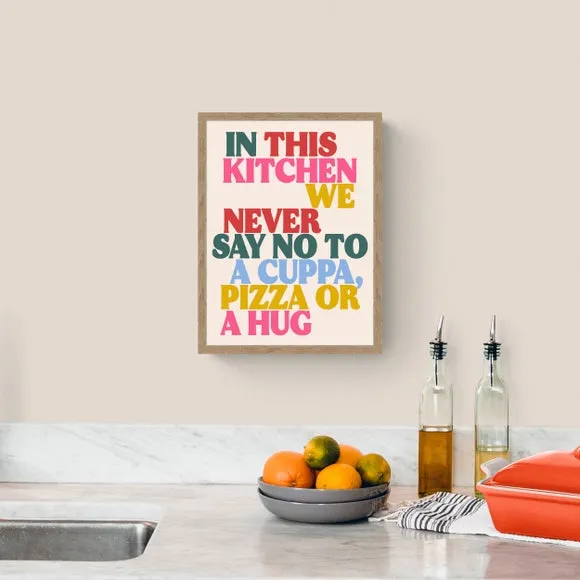 Typography Framed Print - Multicolor, Wood image