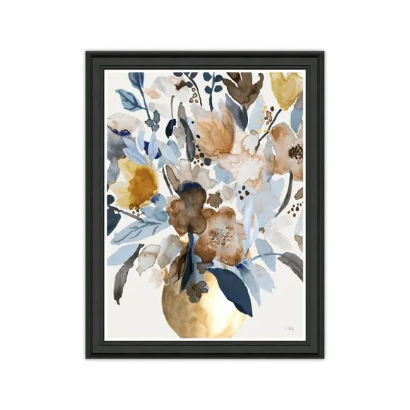 Wild Blossoms Framed Print - Blue, Watercolour