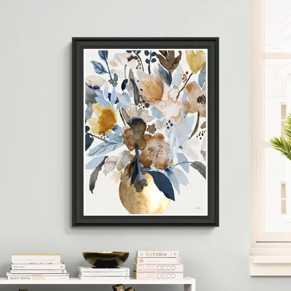 Wild Blossoms Framed Print - Blue, Watercolour image