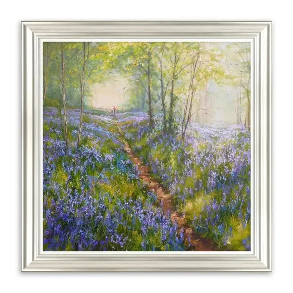 Woodland Framed Print - Blue, Textured Finish