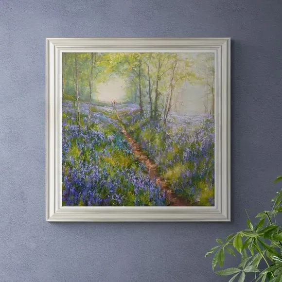 Woodland Framed Print - Blue, Textured Finish image