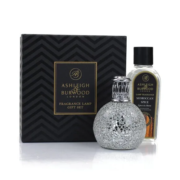 Fragrance Lamp with Moroccan Spice Set - Silver