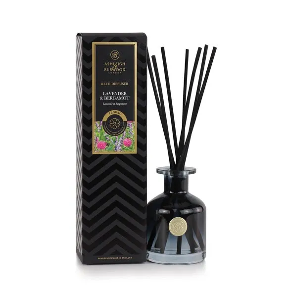 Reed Diffuser Lavender Bergamot - Black Glass