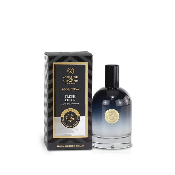 Room Spray Fresh Linen Scent - Black, Glass