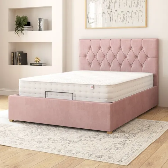 Adjustable Bed with Remote - Blush, Velvet