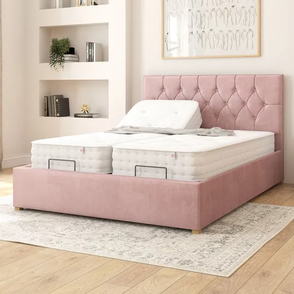 Adjustable Bed with Remote - Blush, Velvet