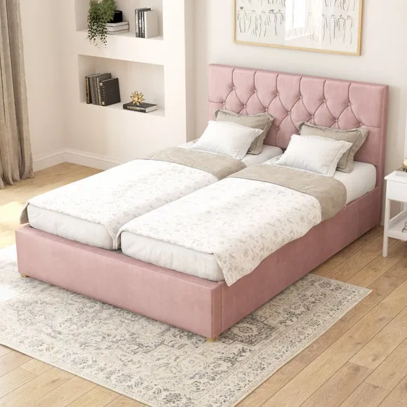 Adjustable Bed with Remote - Blush, Velvet