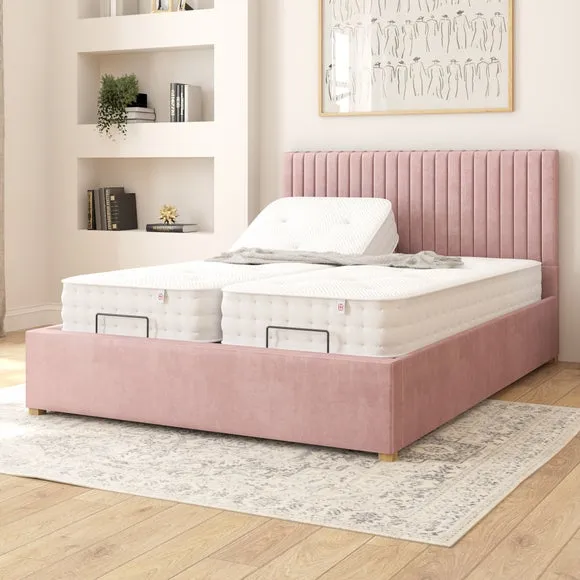 Adjustable Bed with Remote Control - Blush, Velvet