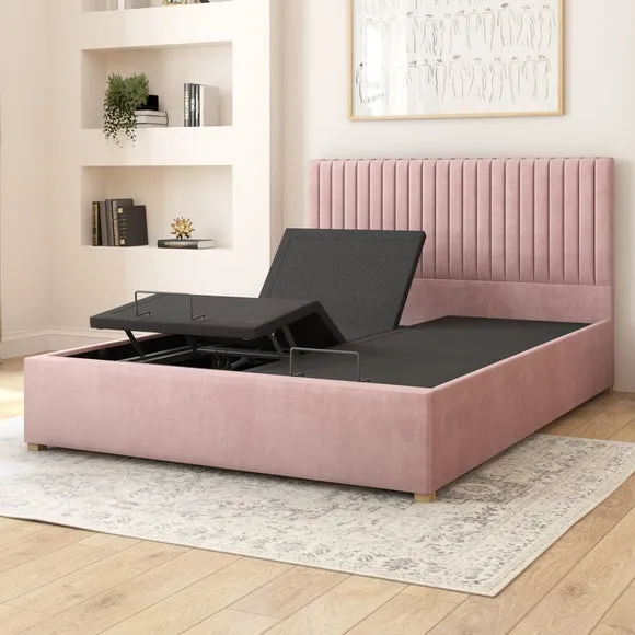 Adjustable Bed with Remote Control - Blush, Velvet
