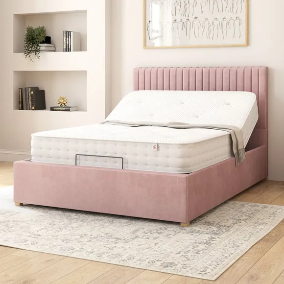 Adjustable Bed with Remote Control - Blush, Velvet