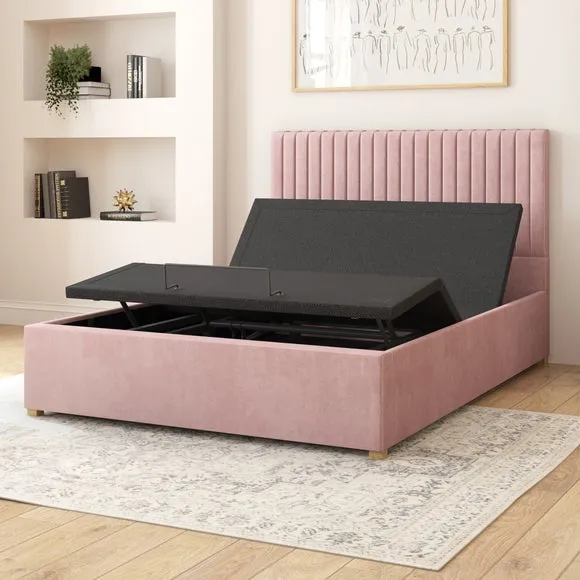 Adjustable Bed with Remote Control - Blush, Velvet