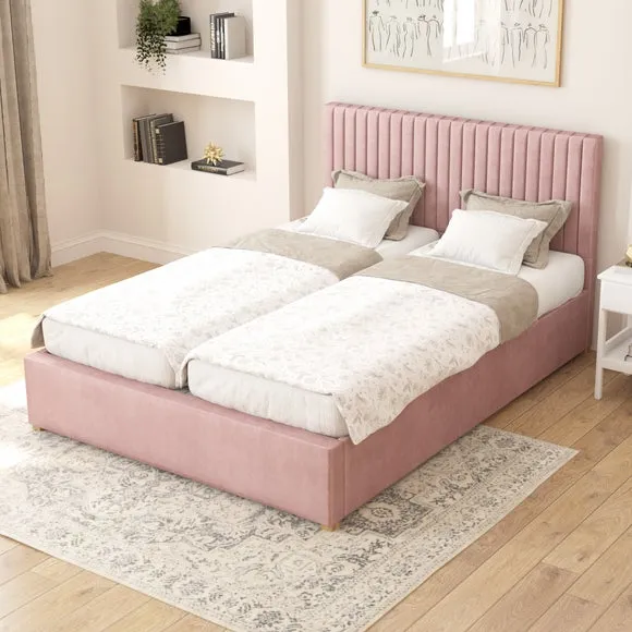 Adjustable Bed with Remote Control - Blush, Velvet
