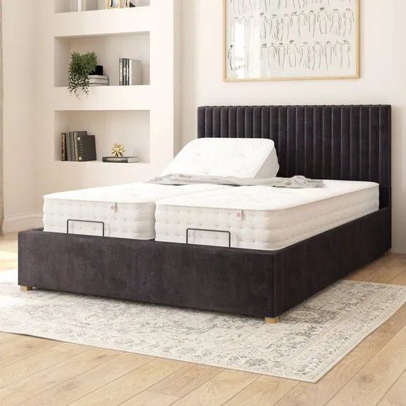 Adjustable Bed with Remote Control - Ebony, Velvet