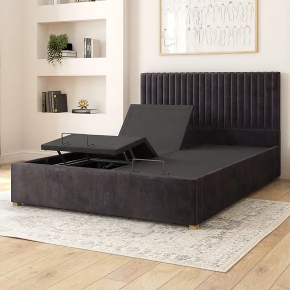 Adjustable Bed with Remote Control - Ebony, Velvet