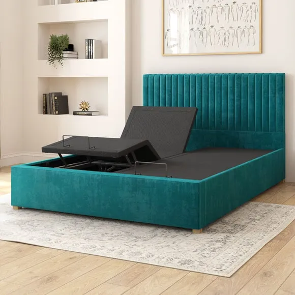 Adjustable Bed with Remote Control - Emerald, Velvet