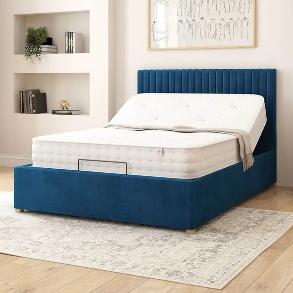 Adjustable Bed with Remote Control - Navy, Velvet