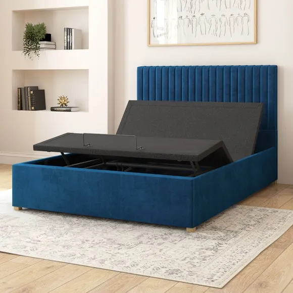 Adjustable Bed with Remote Control - Navy, Velvet
