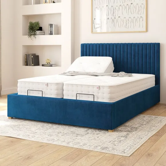 Adjustable Bed with Remote Control - Navy, Velvet