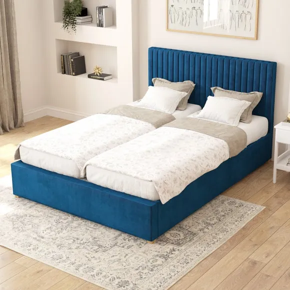 Adjustable Bed with Remote Control - Navy, Velvet