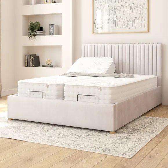 Adjustable Bed with Remote Control - Silver, Velvet