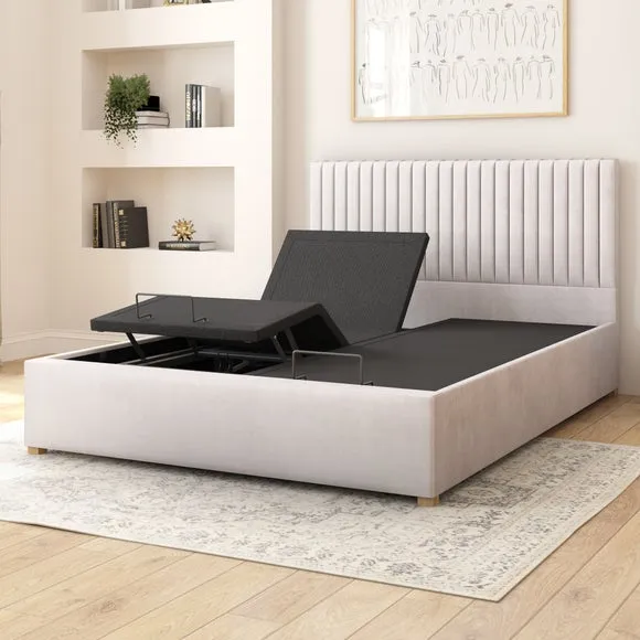 Adjustable Bed with Remote Control - Silver, Velvet