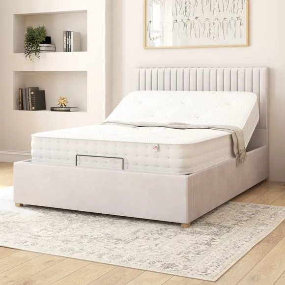 Adjustable Bed with Remote Control - Silver, Velvet