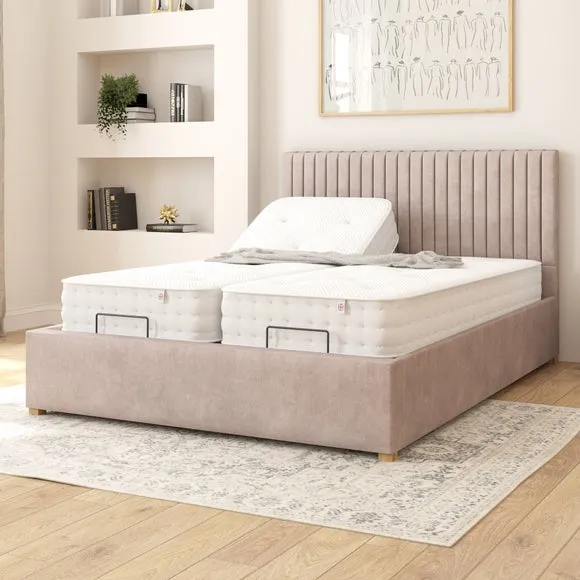 Adjustable Bed with Remote Control - Silver, Velvet