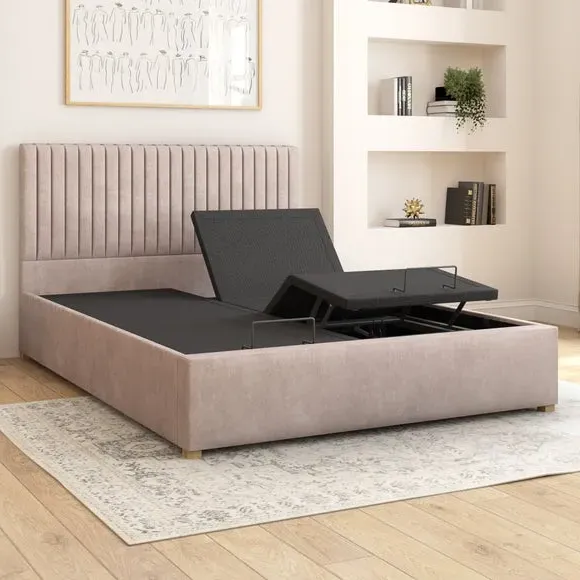 Adjustable Bed with Remote Control - Silver, Velvet