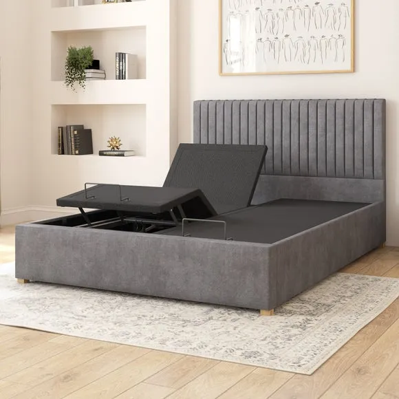 Adjustable Bed with Remote Control - Steel, Velvet