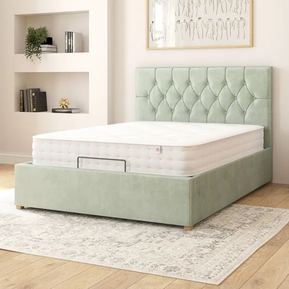 Adjustable Bed with Remote - Duck Egg, Velvet