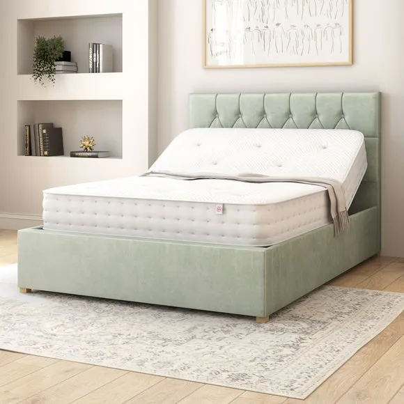 Adjustable Bed with Remote - Duck Egg, Velvet
