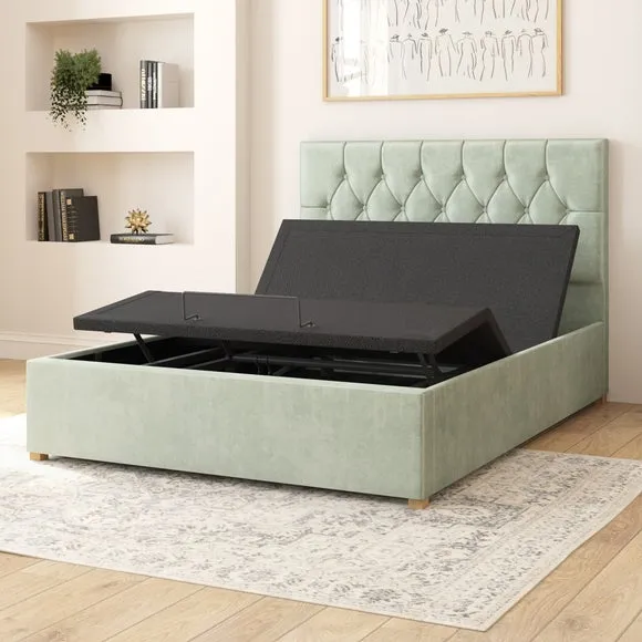 Adjustable Bed with Remote - Duck Egg, Velvet