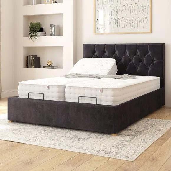 Adjustable Bed with Remote - Ebony, Velvet