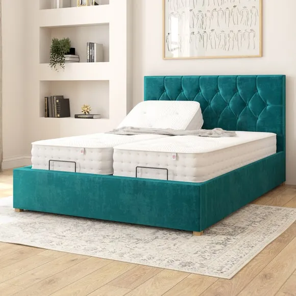 Adjustable Bed with Remote - Emerald, Velvet