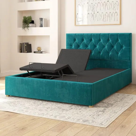 Adjustable Bed with Remote - Emerald, Velvet