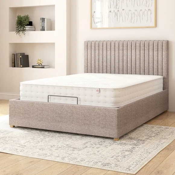 Adjustable Bed with Remote - Grey, Fabric