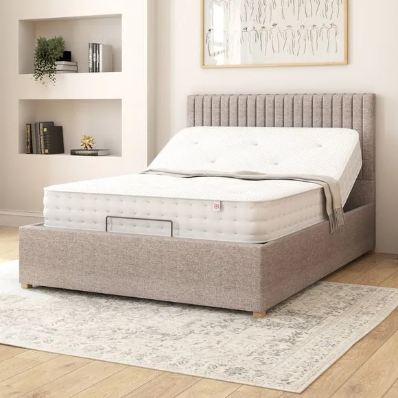 Adjustable Bed with Remote - Grey, Fabric