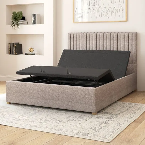 Adjustable Bed with Remote - Grey, Fabric