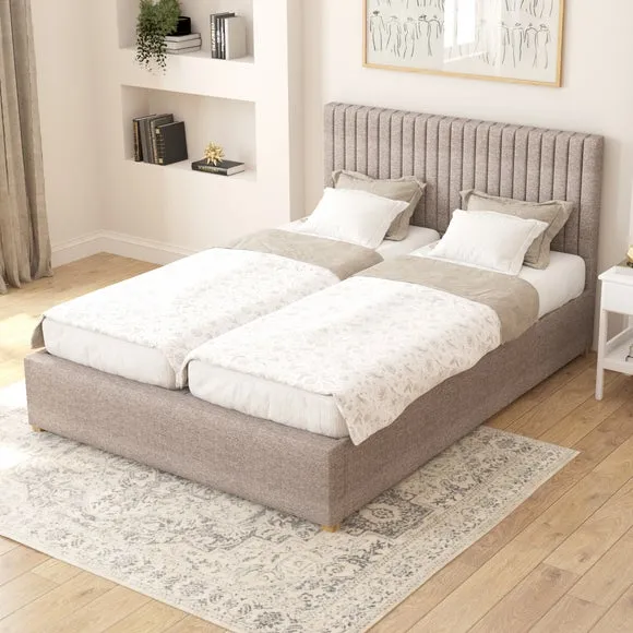 Adjustable Bed with Remote - Grey, Fabric