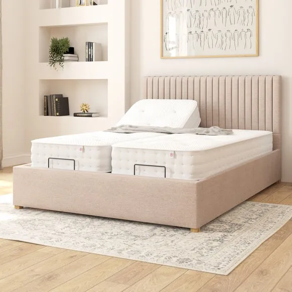Adjustable Bed with Remote - Natural, Fabric