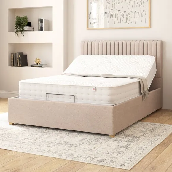 Adjustable Bed with Remote - Natural, Fabric