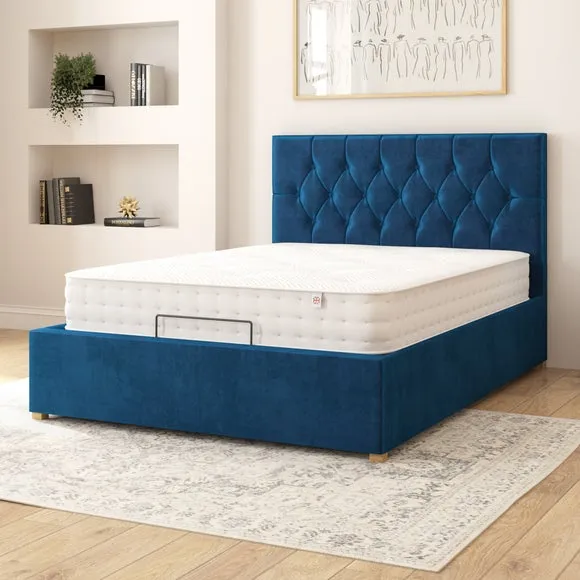 Adjustable Bed with Remote - Navy, Velvet