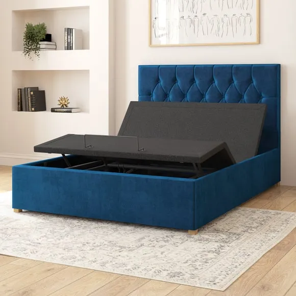 Adjustable Bed with Remote - Navy, Velvet