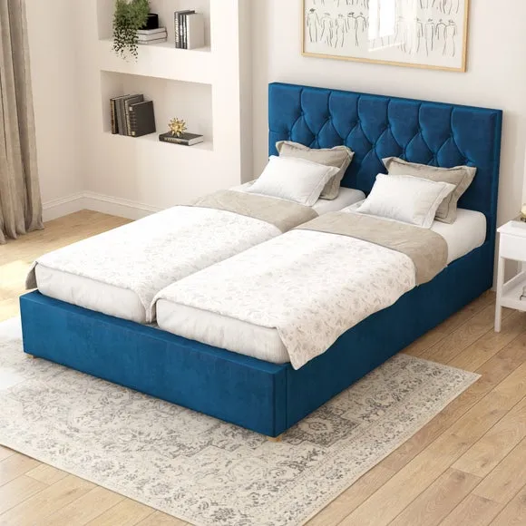 Adjustable Bed with Remote - Navy, Velvet