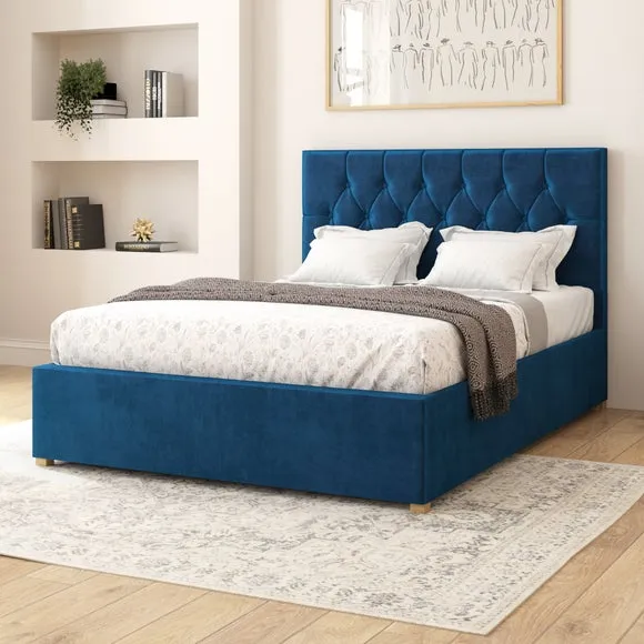 Adjustable Bed with Remote - Navy, Velvet