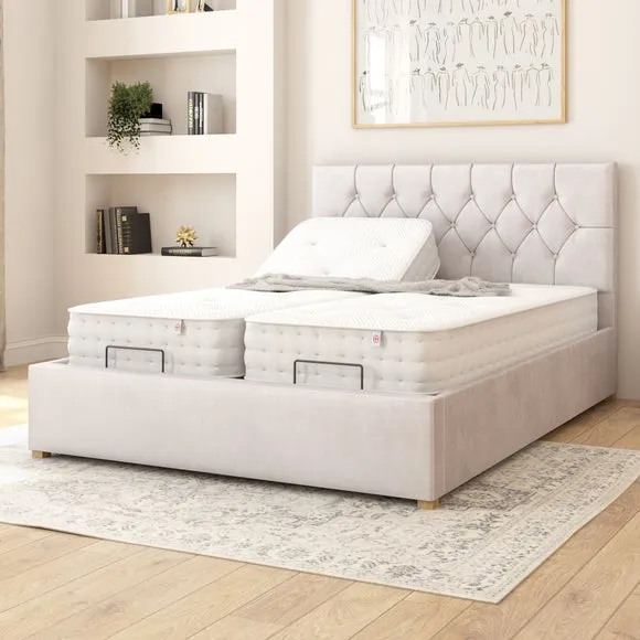 Adjustable Bed with Remote - Silver, Velvet