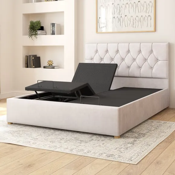 Adjustable Bed with Remote - Silver, Velvet