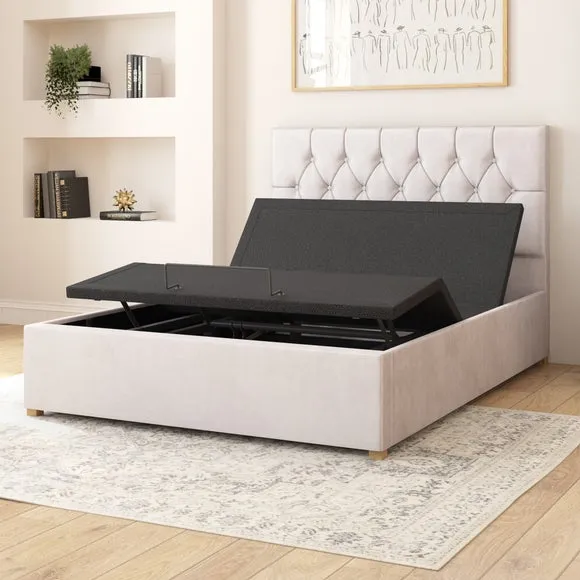Adjustable Bed with Remote - Silver, Velvet